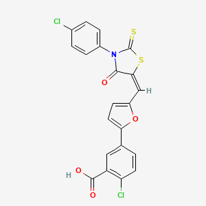 molecular formula C21H11Cl2NO4S2 B4973456 2-chloro-5-(5-{[3-(4-chlorophenyl)-4-oxo-2-thioxo-1,3-thiazolidin-5-ylidene]methyl}-2-furyl)benzoic acid 