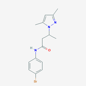 molecular formula C15H18BrN3O B497346 N-(4-bromophenyl)-3-(3,5-dimethyl-1H-pyrazol-1-yl)butanamide CAS No. 957502-60-2