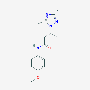 molecular formula C15H20N4O2 B497348 3-(3,5-dimethyl-1H-1,2,4-triazol-1-yl)-N-(4-methoxyphenyl)butanamide CAS No. 898644-12-7