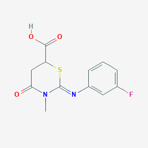 molecular formula C12H11FN2O3S B4973497 2-[(3-fluorophenyl)imino]-3-methyl-4-oxo-1,3-thiazinane-6-carboxylic acid 