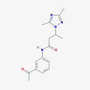molecular formula C16H20N4O2 B497350 N-(3-acetylphenyl)-3-(3,5-dimethyl-1H-1,2,4-triazol-1-yl)butanamide CAS No. 898644-14-9