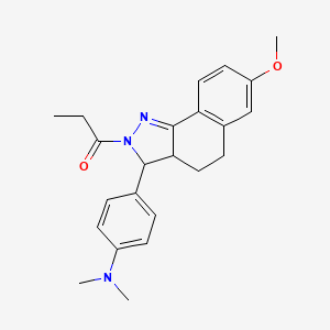 molecular formula C23H27N3O2 B4973535 4-(7-methoxy-2-propionyl-3,3a,4,5-tetrahydro-2H-benzo[g]indazol-3-yl)-N,N-dimethylaniline 