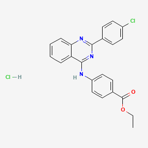 molecular formula C23H19Cl2N3O2 B4973548 ethyl 4-{[2-(4-chlorophenyl)-4-quinazolinyl]amino}benzoate hydrochloride 