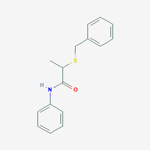 molecular formula C16H17NOS B4973556 2-(benzylthio)-N-phenylpropanamide 