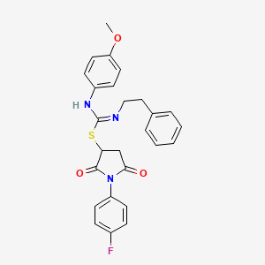 molecular formula C26H24FN3O3S B4973566 1-(4-fluorophenyl)-2,5-dioxo-3-pyrrolidinyl N'-(4-methoxyphenyl)-N-(2-phenylethyl)imidothiocarbamate 