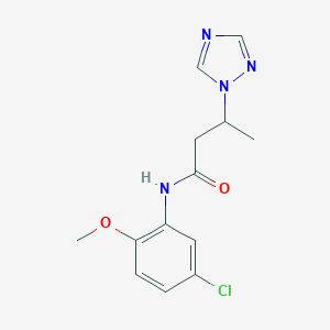 molecular formula C13H15ClN4O2 B497357 N-(5-chloro-2-methoxyphenyl)-3-(1H-1,2,4-triazol-1-yl)butanamide CAS No. 898644-20-7