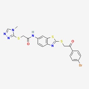 molecular formula C20H16BrN5O2S3 B4973586 N-(2-{[2-(4-bromophenyl)-2-oxoethyl]thio}-1,3-benzothiazol-6-yl)-2-[(4-methyl-4H-1,2,4-triazol-3-yl)thio]acetamide 