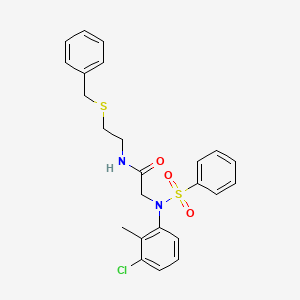 molecular formula C24H25ClN2O3S2 B4973594 N~1~-[2-(benzylthio)ethyl]-N~2~-(3-chloro-2-methylphenyl)-N~2~-(phenylsulfonyl)glycinamide 