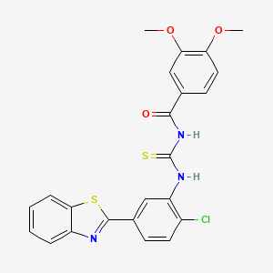 molecular formula C23H18ClN3O3S2 B4973613 N-({[5-(1,3-benzothiazol-2-yl)-2-chlorophenyl]amino}carbonothioyl)-3,4-dimethoxybenzamide 