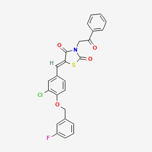 molecular formula C25H17ClFNO4S B4973669 5-{3-chloro-4-[(3-fluorobenzyl)oxy]benzylidene}-3-(2-oxo-2-phenylethyl)-1,3-thiazolidine-2,4-dione 