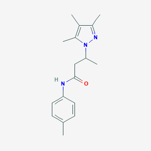 molecular formula C17H23N3O B497370 N-(4-methylphenyl)-3-(3,4,5-trimethyl-1H-pyrazol-1-yl)butanamide CAS No. 957502-51-1