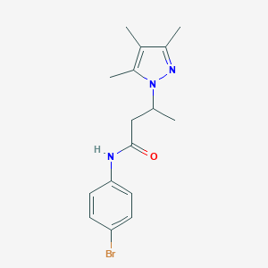 molecular formula C16H20BrN3O B497372 N-(4-bromophenyl)-3-(3,4,5-trimethyl-1H-pyrazol-1-yl)butanamide CAS No. 942876-58-6