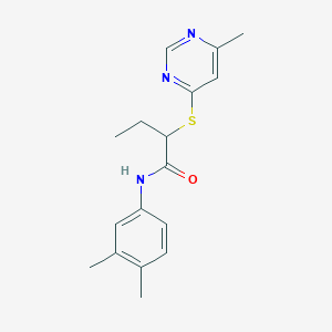 molecular formula C17H21N3OS B4973723 N-(3,4-dimethylphenyl)-2-[(6-methyl-4-pyrimidinyl)thio]butanamide 