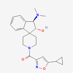 molecular formula C22H27N3O3 B4973729 (2R*,3R*)-1'-[(5-cyclopropyl-3-isoxazolyl)carbonyl]-3-(dimethylamino)-2,3-dihydrospiro[indene-1,4'-piperidin]-2-ol 
