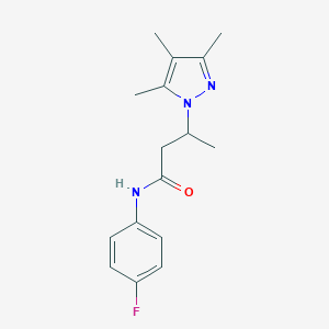 molecular formula C16H20FN3O B497373 N-(4-fluorophenyl)-3-(3,4,5-trimethyl-1H-pyrazol-1-yl)butanamide CAS No. 957502-67-9