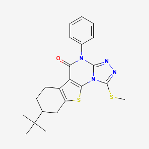 molecular formula C22H24N4OS2 B4973738 8-tert-butyl-1-(methylthio)-4-phenyl-6,7,8,9-tetrahydro[1]benzothieno[3,2-e][1,2,4]triazolo[4,3-a]pyrimidin-5(4H)-one 