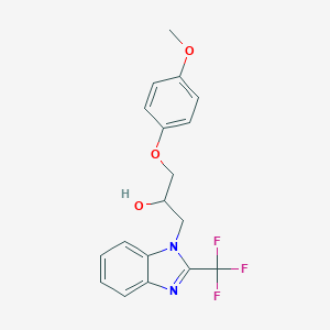 molecular formula C18H17F3N2O3 B497374 1-(4-methoxyphenoxy)-3-(2-(trifluoromethyl)-1H-benzo[d]imidazol-1-yl)propan-2-ol CAS No. 878619-45-5
