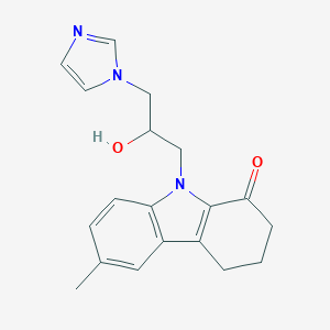 molecular formula C19H21N3O2 B497375 9-[2-hydroxy-3-(1H-imidazol-1-yl)propyl]-6-methyl-2,3,4,9-tetrahydro-1H-carbazol-1-one 