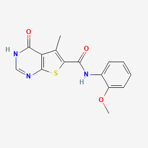 molecular formula C15H13N3O3S B4973765 N-(2-methoxyphenyl)-5-methyl-4-oxo-3,4-dihydrothieno[2,3-d]pyrimidine-6-carboxamide 