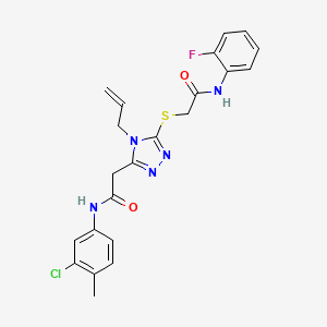 molecular formula C22H21ClFN5O2S B4973777 2-[(4-allyl-5-{2-[(3-chloro-4-methylphenyl)amino]-2-oxoethyl}-4H-1,2,4-triazol-3-yl)thio]-N-(2-fluorophenyl)acetamide 
