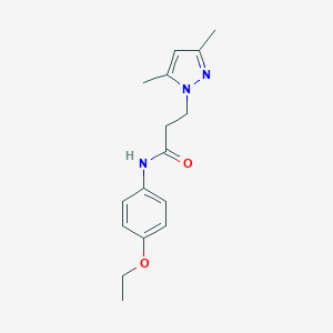 molecular formula C16H21N3O2 B497379 3-(3,5-dimethyl-1H-pyrazol-1-yl)-N-(4-ethoxyphenyl)propanamide CAS No. 957502-69-1