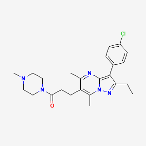 molecular formula C24H30ClN5O B4973819 3-(4-chlorophenyl)-2-ethyl-5,7-dimethyl-6-[3-(4-methyl-1-piperazinyl)-3-oxopropyl]pyrazolo[1,5-a]pyrimidine 
