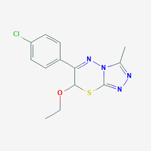 molecular formula C13H13ClN4OS B497382 6-(4-chlorophenyl)-7-ethoxy-3-methyl-7H-[1,2,4]triazolo[3,4-b][1,3,4]thiadiazine 