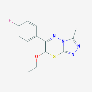 molecular formula C13H13FN4OS B497383 7-ethoxy-6-(4-fluorophenyl)-3-methyl-7H-[1,2,4]triazolo[3,4-b][1,3,4]thiadiazine 