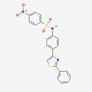 molecular formula C21H15N3O4S2 B4973846 4-nitro-N-[4-(2-phenyl-1,3-thiazol-4-yl)phenyl]benzenesulfonamide 