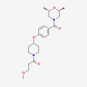 molecular formula C22H32N2O5 B4973879 (2R*,6S*)-4-(4-{[1-(3-methoxypropanoyl)-4-piperidinyl]oxy}benzoyl)-2,6-dimethylmorpholine 