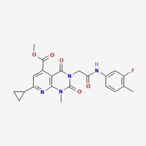 molecular formula C22H21FN4O5 B4973906 methyl 7-cyclopropyl-3-{2-[(3-fluoro-4-methylphenyl)amino]-2-oxoethyl}-1-methyl-2,4-dioxo-1,2,3,4-tetrahydropyrido[2,3-d]pyrimidine-5-carboxylate 