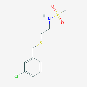 molecular formula C10H14ClNO2S2 B4973917 N-{2-[(3-chlorobenzyl)thio]ethyl}methanesulfonamide 