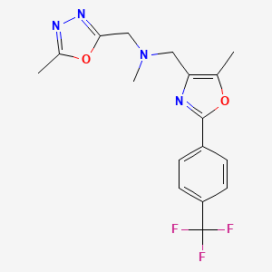 molecular formula C17H17F3N4O2 B4973944 N-methyl-1-(5-methyl-1,3,4-oxadiazol-2-yl)-N-({5-methyl-2-[4-(trifluoromethyl)phenyl]-1,3-oxazol-4-yl}methyl)methanamine 