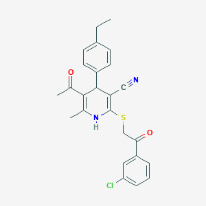 molecular formula C25H23ClN2O2S B4973951 5-acetyl-2-{[2-(3-chlorophenyl)-2-oxoethyl]thio}-4-(4-ethylphenyl)-6-methyl-1,4-dihydro-3-pyridinecarbonitrile 