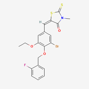 molecular formula C20H17BrFNO3S2 B4974003 5-{3-bromo-5-ethoxy-4-[(2-fluorobenzyl)oxy]benzylidene}-3-methyl-2-thioxo-1,3-thiazolidin-4-one 