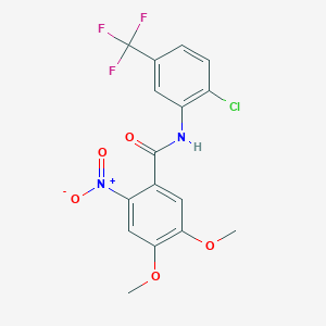 molecular formula C16H12ClF3N2O5 B4974021 N-[2-chloro-5-(trifluoromethyl)phenyl]-4,5-dimethoxy-2-nitrobenzamide 