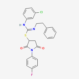 molecular formula C25H21ClFN3O2S B4974071 1-(4-fluorophenyl)-2,5-dioxo-3-pyrrolidinyl N'-(3-chlorophenyl)-N-(2-phenylethyl)imidothiocarbamate 
