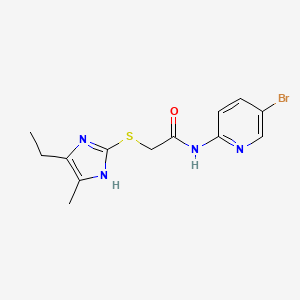molecular formula C13H15BrN4OS B4974101 N-(5-bromo-2-pyridinyl)-2-[(5-ethyl-4-methyl-1H-imidazol-2-yl)thio]acetamide 