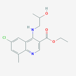 molecular formula C16H19ClN2O3 B4974113 ethyl 6-chloro-4-[(2-hydroxypropyl)amino]-8-methyl-3-quinolinecarboxylate 