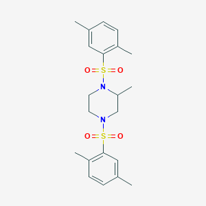 molecular formula C21H28N2O4S2 B497412 1,4-Bis[(2,5-dimethylphenyl)sulfonyl]-2-methylpiperazine CAS No. 325991-77-3