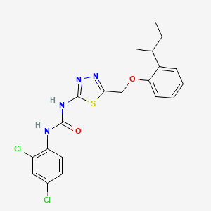 molecular formula C20H20Cl2N4O2S B4974121 N-{5-[(2-sec-butylphenoxy)methyl]-1,3,4-thiadiazol-2-yl}-N'-(2,4-dichlorophenyl)urea 
