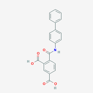 molecular formula C21H15NO5 B497415 4-(Biphenyl-4-ylcarbamoyl)benzene-1,3-dicarboxylic acid 