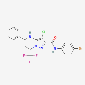 molecular formula C20H15BrClF3N4O B4974213 N-(4-bromophenyl)-3-chloro-5-phenyl-7-(trifluoromethyl)-4,5,6,7-tetrahydropyrazolo[1,5-a]pyrimidine-2-carboxamide 