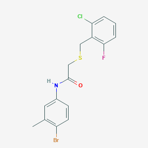 molecular formula C16H14BrClFNOS B4974221 N-(4-bromo-3-methylphenyl)-2-[(2-chloro-6-fluorobenzyl)thio]acetamide 