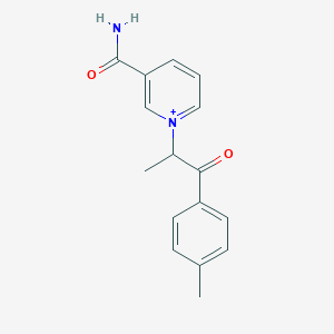 molecular formula C16H17N2O2+ B497423 3-(Aminocarbonyl)-1-[1-methyl-2-(4-methylphenyl)-2-oxoethyl]pyridinium 