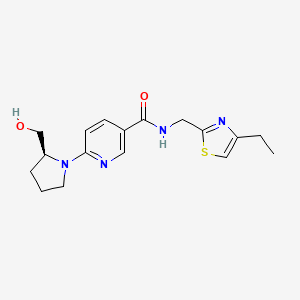 molecular formula C17H22N4O2S B4974249 N-[(4-ethyl-1,3-thiazol-2-yl)methyl]-6-[(2S)-2-(hydroxymethyl)-1-pyrrolidinyl]nicotinamide 