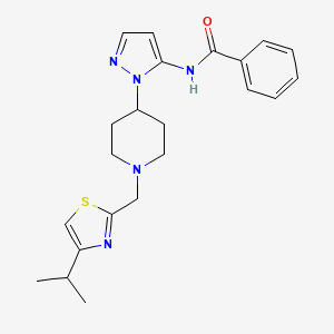 molecular formula C22H27N5OS B4974287 N-(1-{1-[(4-isopropyl-1,3-thiazol-2-yl)methyl]-4-piperidinyl}-1H-pyrazol-5-yl)benzamide 