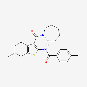 molecular formula C24H30N2O2S B4974300 N-[3-(1-azepanylcarbonyl)-6-methyl-4,5,6,7-tetrahydro-1-benzothien-2-yl]-4-methylbenzamide 
