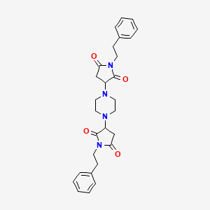 molecular formula C28H32N4O4 B4974345 3,3'-(1,4-piperazinediyl)bis[1-(2-phenylethyl)-2,5-pyrrolidinedione] 