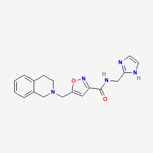 molecular formula C18H19N5O2 B4974358 5-(3,4-dihydro-2(1H)-isoquinolinylmethyl)-N-(1H-imidazol-2-ylmethyl)-3-isoxazolecarboxamide 